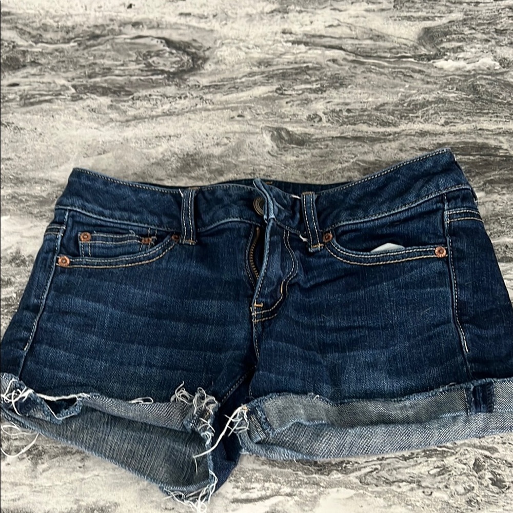 American Eagle Outfitters Blue Jean Shorts Distressed Cut-Off